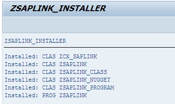SAPLink Install - Objects Created